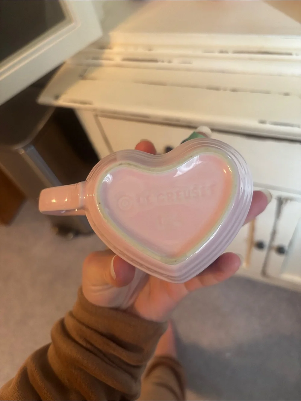 Le Creuset Pink Heart Ceramic Teacup and Saucer Set - 2 Piece